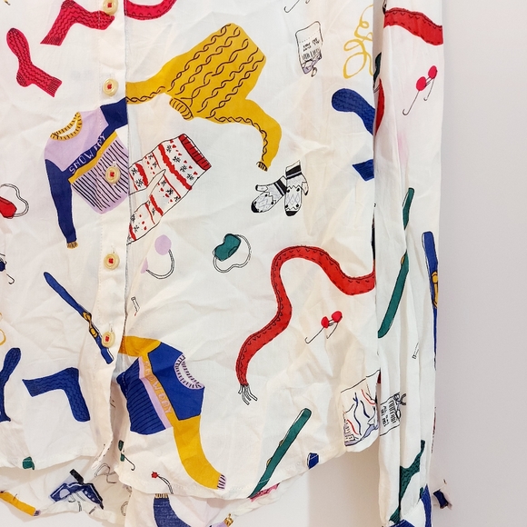 Maeve Anthro Snow Day Print Blouse - Picture 13 of 13